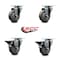 Service Caster 3.5'' Gray Poly Wheel Swivel Top Plate Caster Set with 2 Posi Brakes, 4PK SCC-20S3514-PPUB-2-PLB-2 - alternate 5